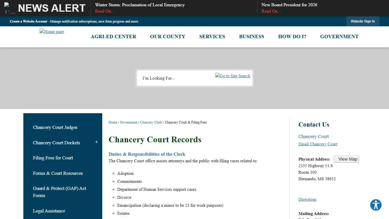 Chancery Court Records DeSoto County, MS - Official Website